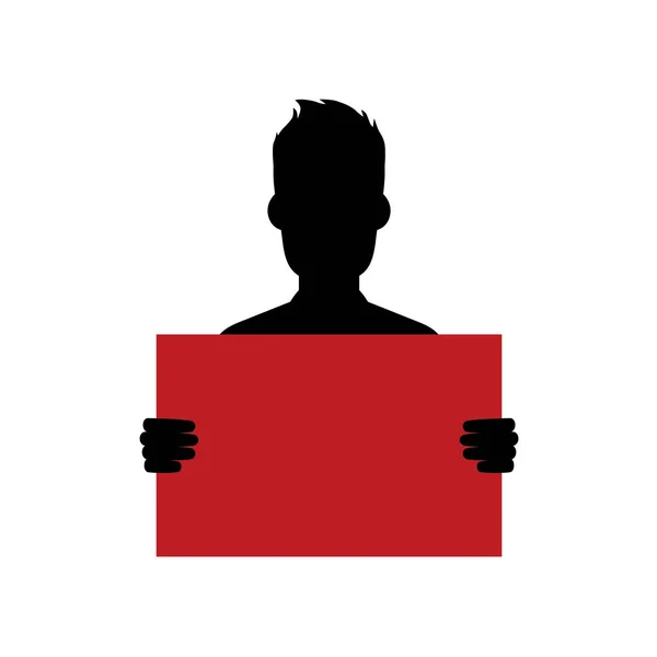 Silhouette eines Kerls mit rotem Rohling — Stockvektor