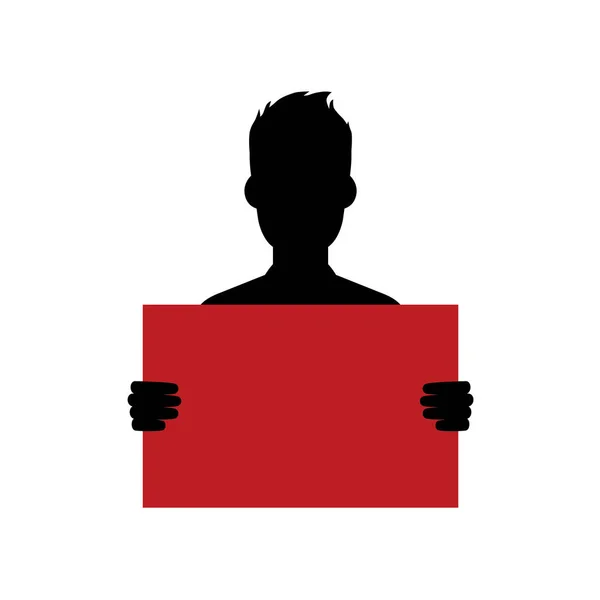 Silhouette du gars tenant blanc rouge — Image vectorielle
