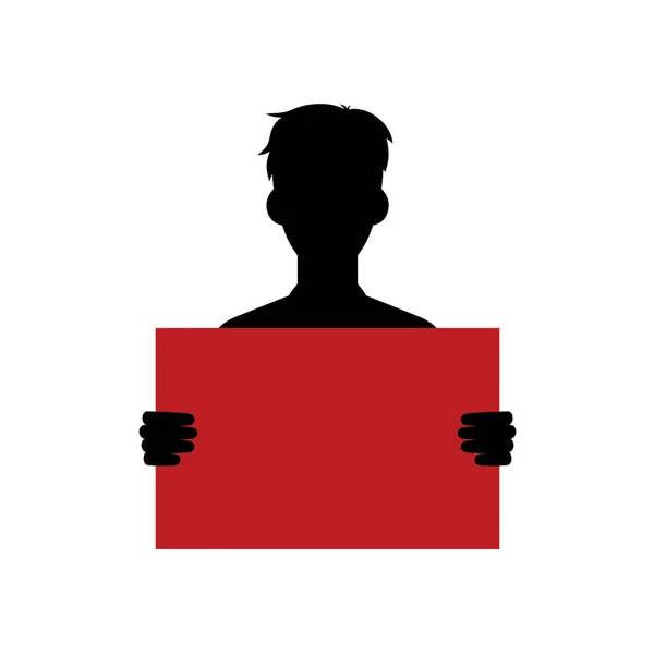 Silhouette du gars tenant blanc rouge — Image vectorielle