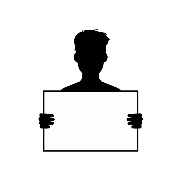 Silhouette du gars tenant vide blanc — Image vectorielle