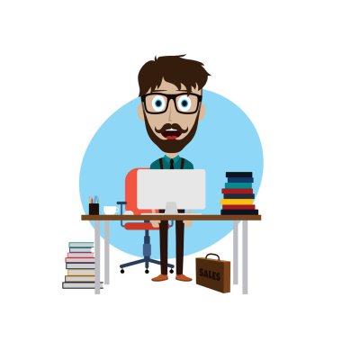 çizgi film işadamı işyerinde