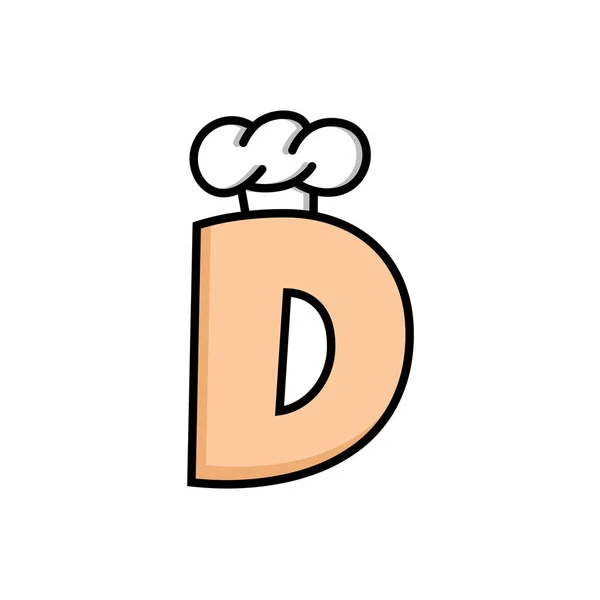 D letter with chef hat — Stock Vector
