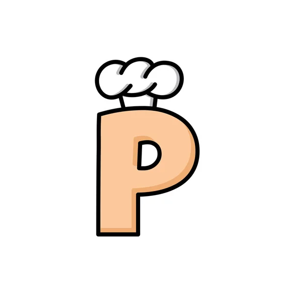 P letter with chef hat — Stock Vector