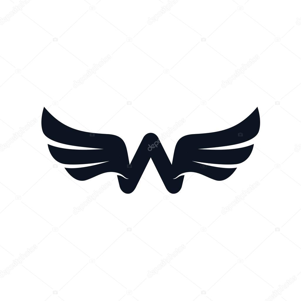 Letter logo with wings, vector illustration