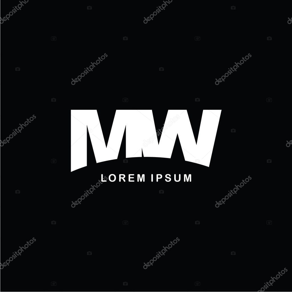 Joined letters MW logo icon template on black background, vector illustration