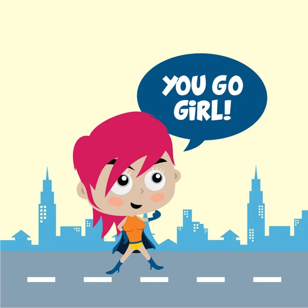 Menina super-herói dos desenhos animados —  Vetores de Stock
