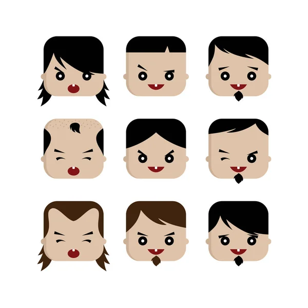 Set of cartoon heads — Stock Vector