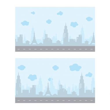 Cityscape düz afiş kümesi