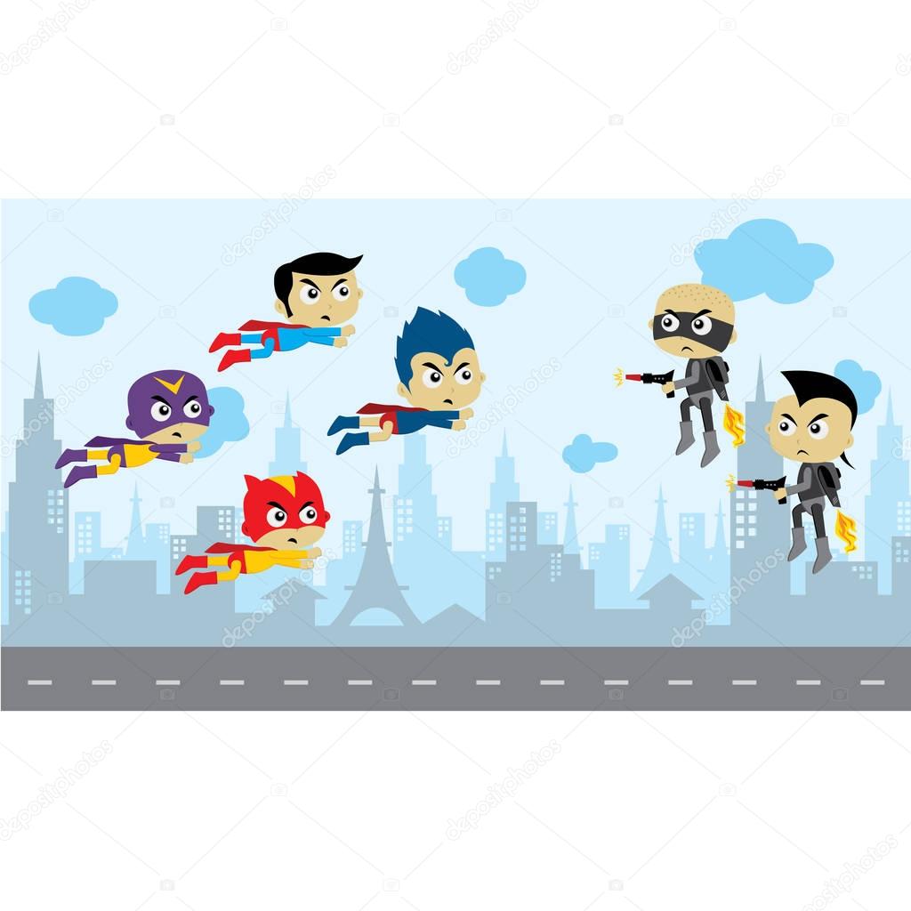 cartoon superheroes illustration