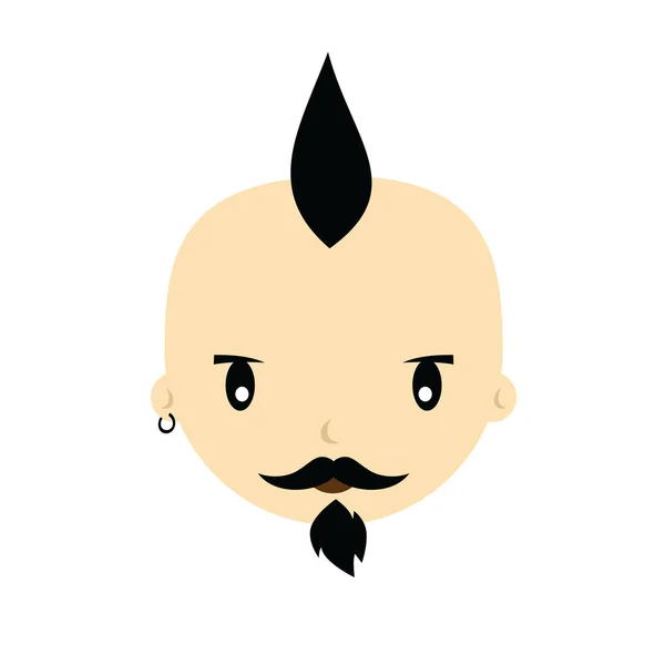 Visage de dessin animé avec moustache — Image vectorielle