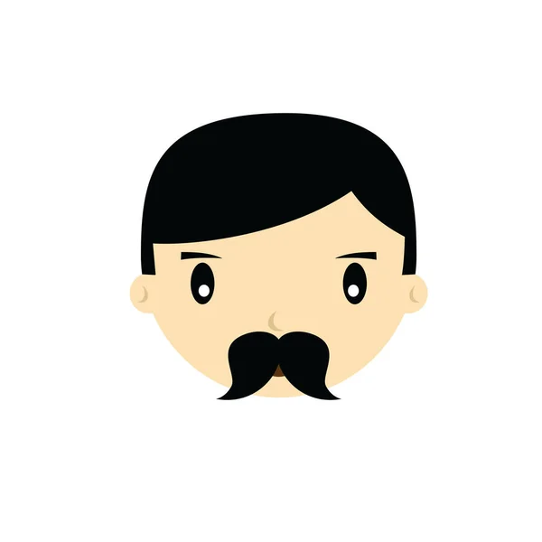 Visage de dessin animé avec moustache — Image vectorielle