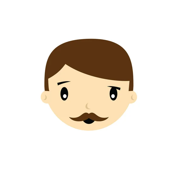 Visage de dessin animé avec moustache — Image vectorielle