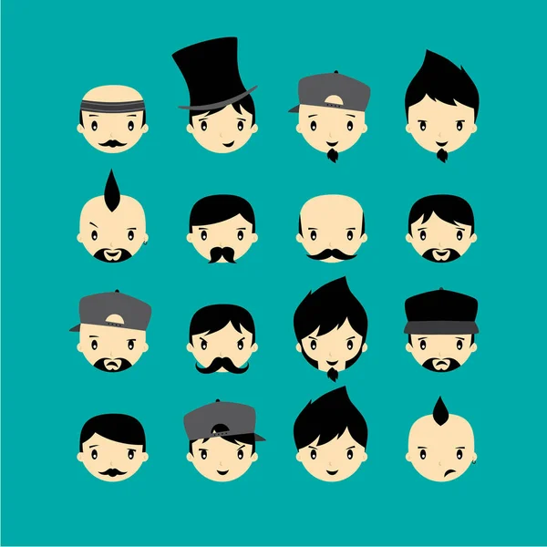 Set of male faces — Stock Vector