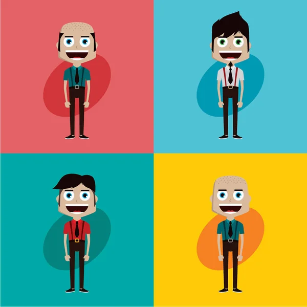 Set of Business man happy with his work — Stock Vector