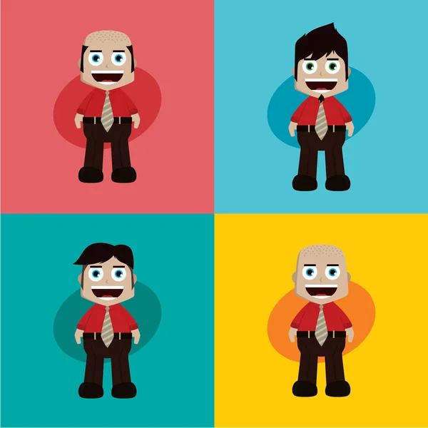 Set of Business man happy with his work — Stock Vector