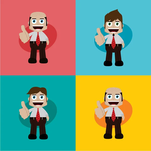 Set of Business man happy with his work — Stock Vector