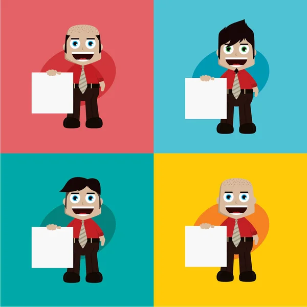 Set of Business man happy with his work — Stock Vector