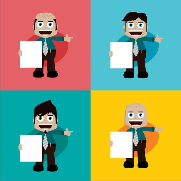 Set of Business man happy with his work — Stock Vector