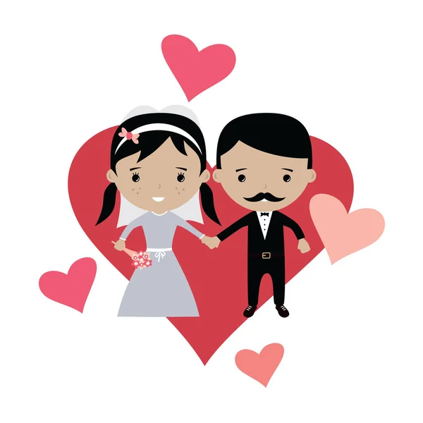 Romantic wedding couple. — Stock Vector