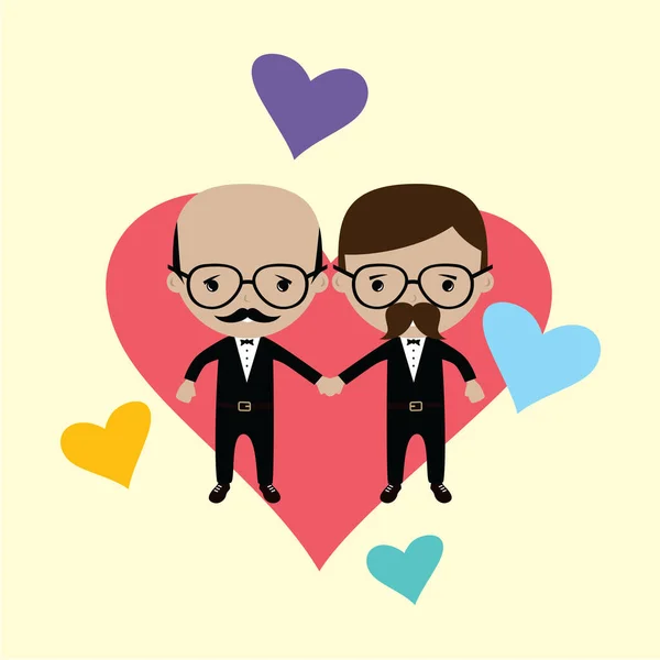 Pareja de bodas. Homosexual feliz gay hombres . — Vector de stock