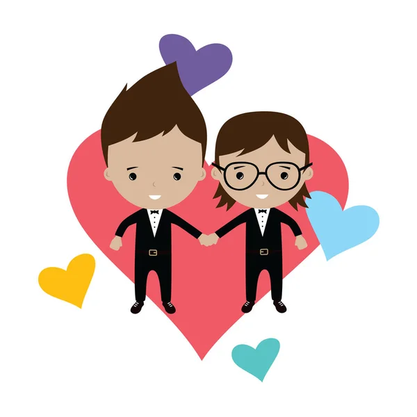 Ζευγάρι γάμο. Ομοφυλοφιλική ευτυχισμένη ομοφυλόφιλων ανδρών. — Διανυσματικό Αρχείο