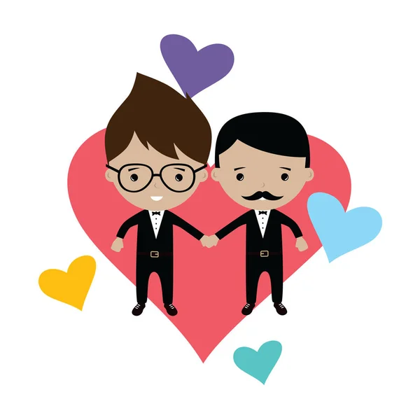 Pareja de bodas. Homosexual feliz gay hombres . — Vector de stock