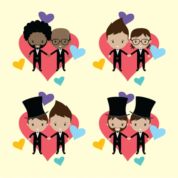 Conjunto de pareja de boda . — Vector de stock