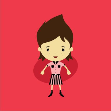 sevimli kız çizgi film karakteri