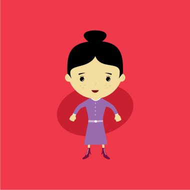 sevimli kız çizgi film karakteri