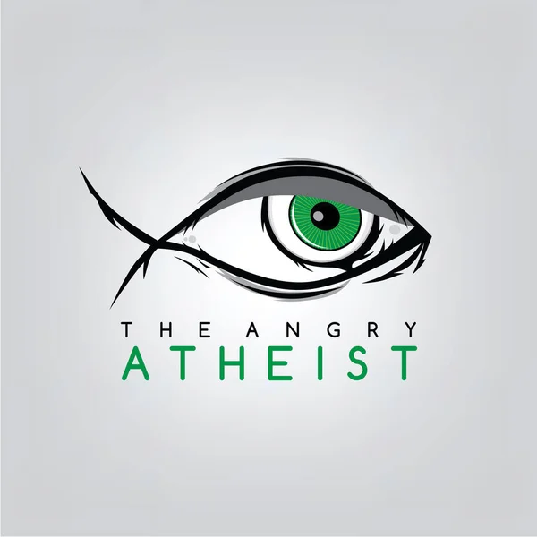 Logo del tema ateísmo con ojo y texto — Vector de stock
