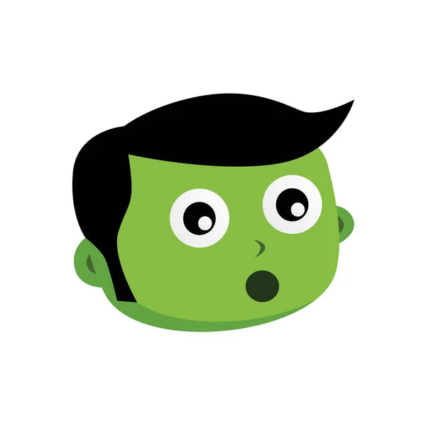 Legrační zelený mimozemšťan s výrazem obličeje — Stockový vektor
