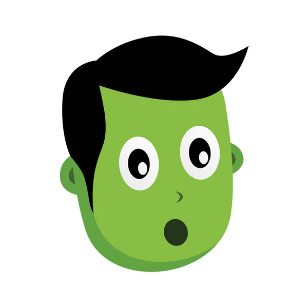 Legrační zelený mimozemšťan s výrazem obličeje — Stockový vektor