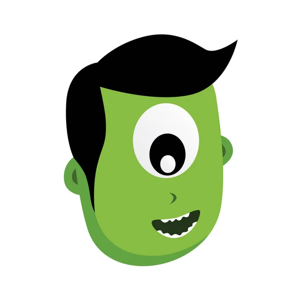 Yüz ifadesi ile komik yeşil uzaylı — Stok Vektör