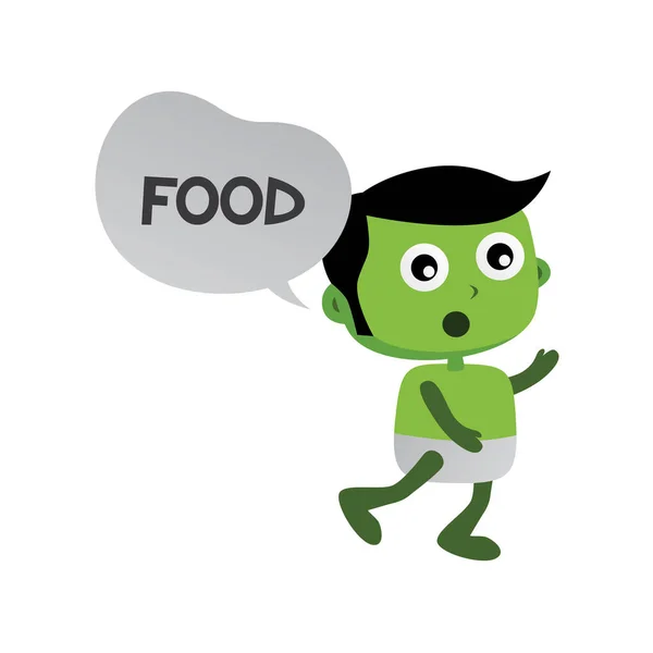 Kreslený hlad zelený mimozemšťan — Stockový vektor