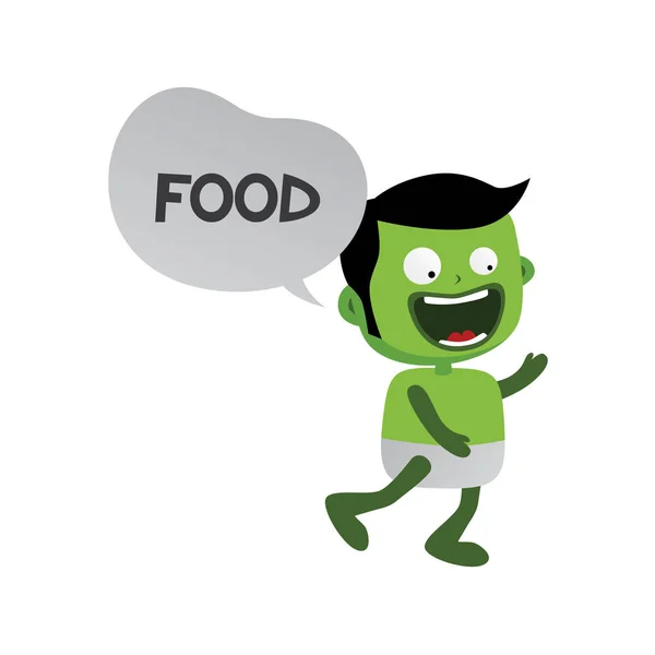 Desenhos animados com fome verde alien — Vetor de Stock
