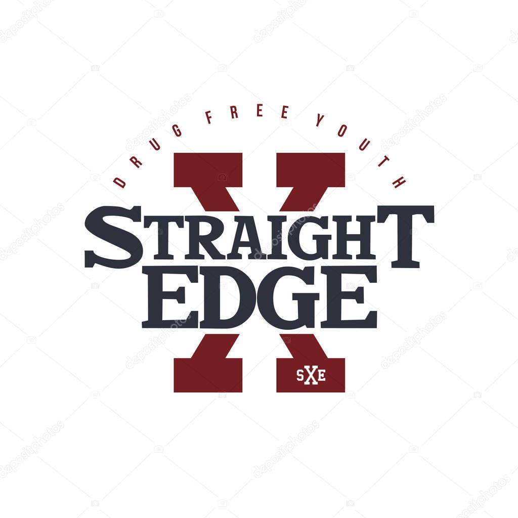 straight edge badge label 