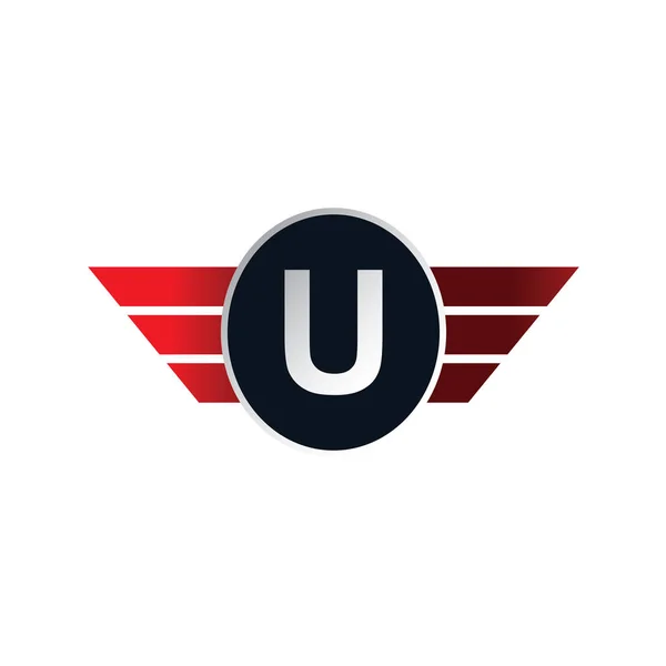 U brief logo met vleugels — Stockvector