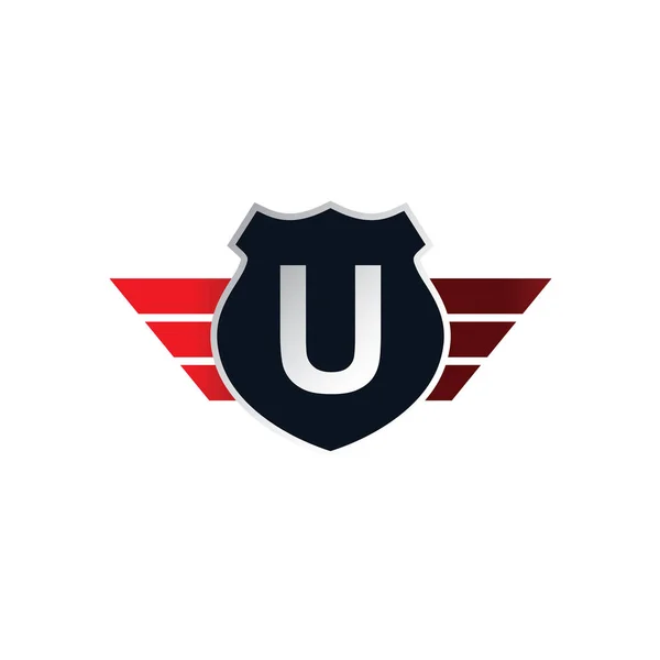Logotipo letra U con alas — Vector de stock