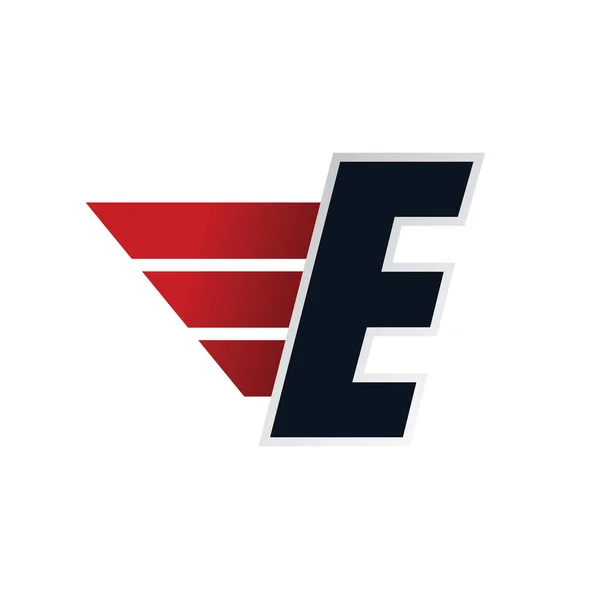 E dopis logo s křídlem — Stockový vektor