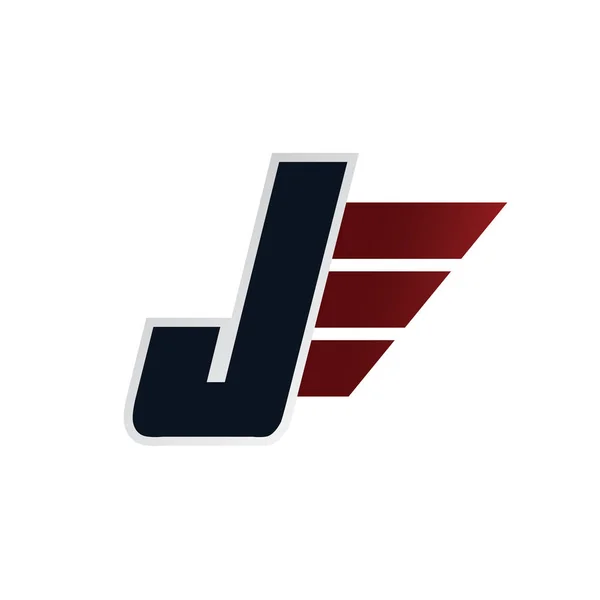 Logotipo letra J con ala — Vector de stock