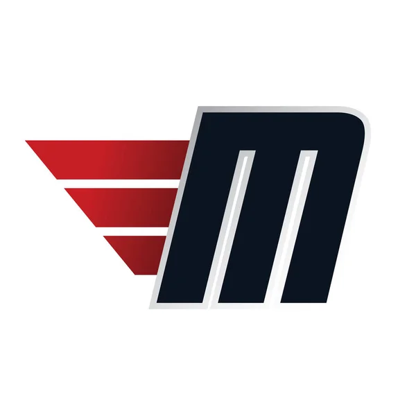 M-logo van de brief met vleugel — Stockvector
