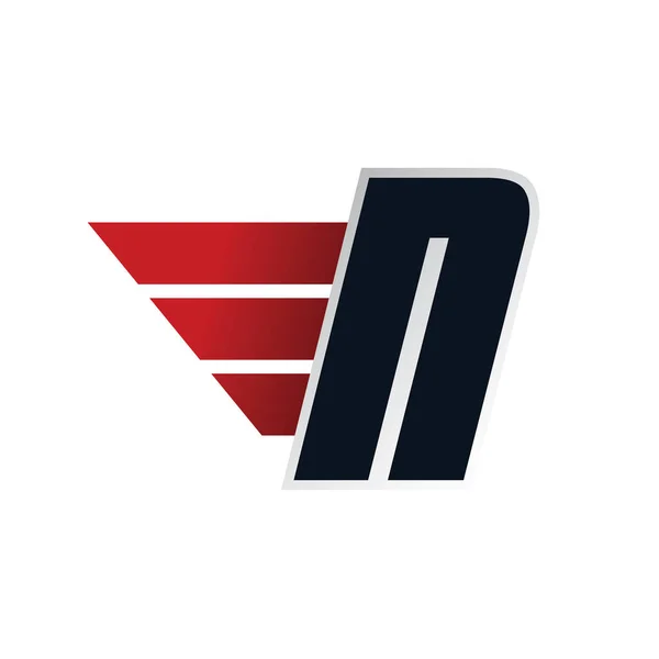 N Buchstabe Logo mit Flügel — Stockvektor