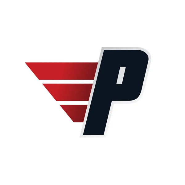 Logo písmeno P s křídlem — Stockový vektor