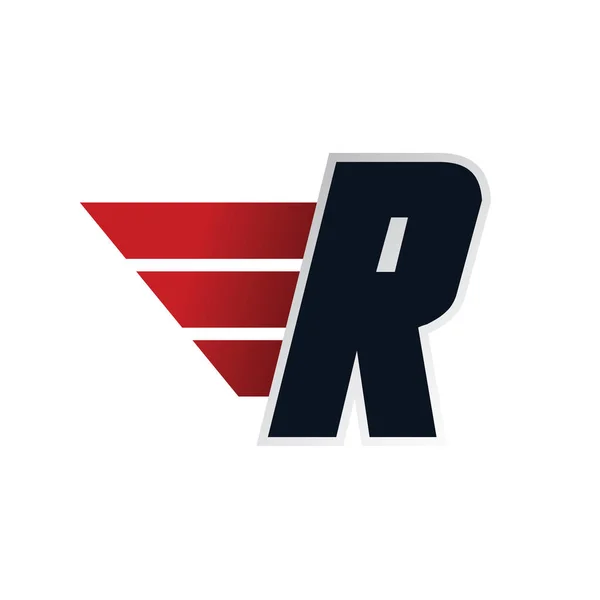 Logotipo letra R con ala — Vector de stock
