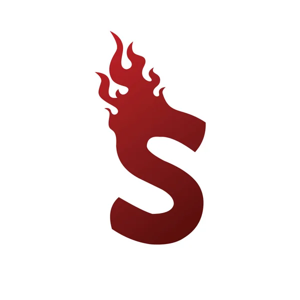 Yanık S harfi logosu ateş — Stok Vektör