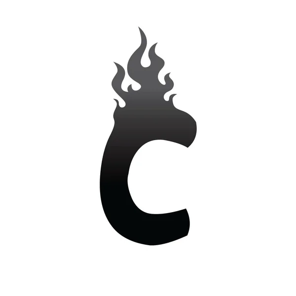 Fogo queimar logotipo letra C — Vetor de Stock