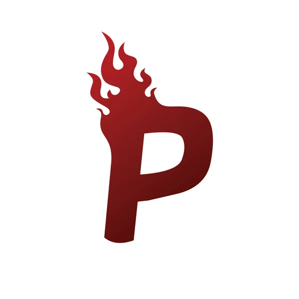 Fuego quemar P letra logo — Vector de stock