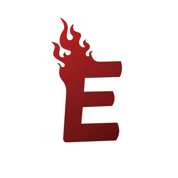 Ogień palić E list logo — Wektor stockowy