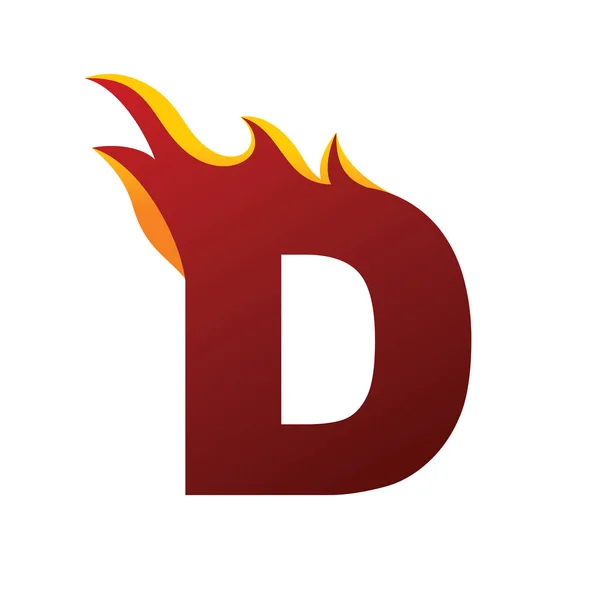 Fuoco bruciare D lettera logo — Vettoriale Stock