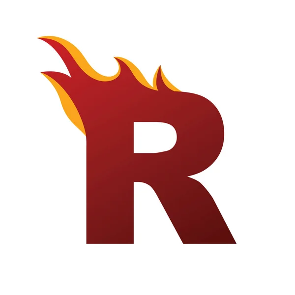 Vuur branden R brief logo — Stockvector